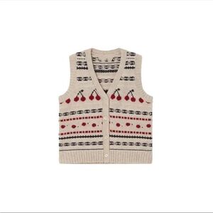 Knit vest cherry